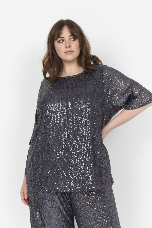Curvy Wakathrine 1 Bluse Mørk grå